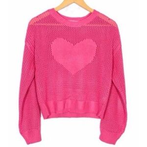 B flawless pink Heart Mesh Sweater
